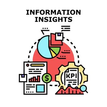 Information insights analyzing business data and performance metrics Stock Illustration