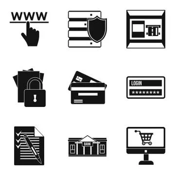 Information isolation icons set, simple style Stock Illustration