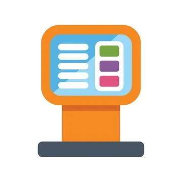Information kiosk displaying important public messages with buttons Stock Illustration