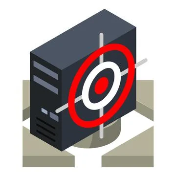 Information leakage icon isometric vector. Black system unit with round target Stock Illustration