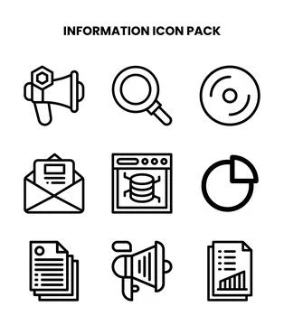 Information Line Collection Icons Pack Stock Illustration