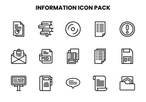 Information Line Collection Icons Pack Stock Illustration