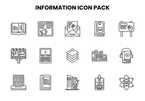 Information Line Collection Icons Pack Stock Illustration