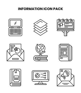 Information Line Design Icons Pack 스톡 일러스트