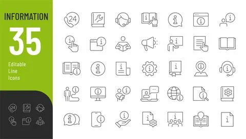 Information Line Editable Icons set. Stock Illustration