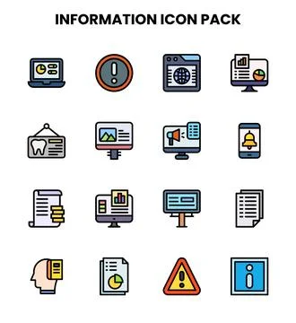 Information Lineal Color Bundle Icons Pack Stock Illustration