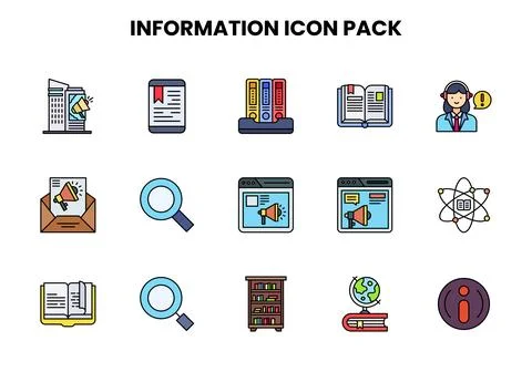 Information Lineal Color Set Icons Pack Stock Illustration