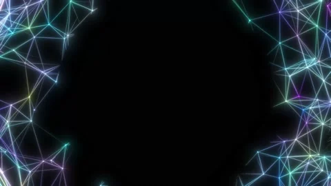 Information links. Rotating coloured neon weaves in the corners of the screen Stock Footage 235631291