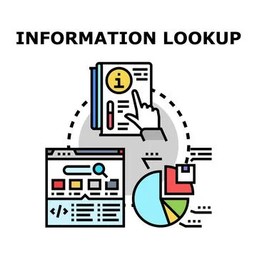 Information lookup process for data analysis and research Stock Illustration