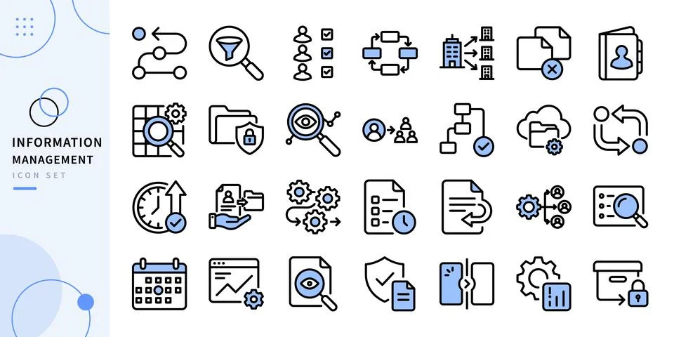 Information Management Icon Set Vector Data Processing Concept Stock Illustration