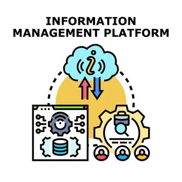 Information management platform system connecting users with data Stock Illustration