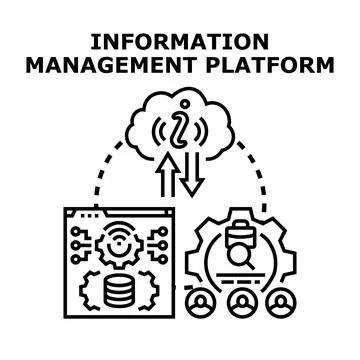 Information management platform system connecting users with data Stock Illustration