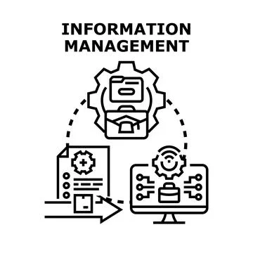 Information management process creating digital data flow Stock Illustration