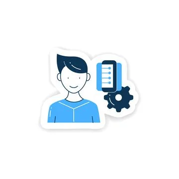 Information management sticker Illustrazione stock