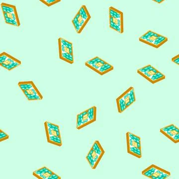 Information mapping technical writer isometric icon seamless pattern Illustrazione stock