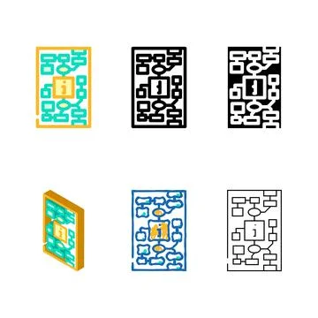 Information mapping technical writer mix color icon vector Illustrazione stock