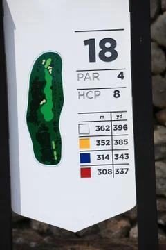 Information marker on a golf course Foto stock