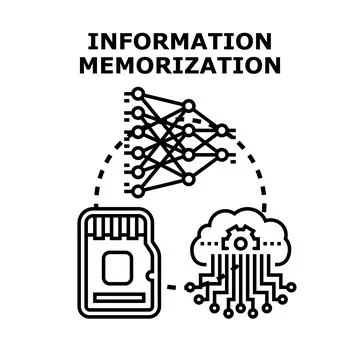 Information memorization concept with neural network and data storage Stock Illustration