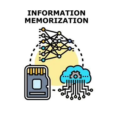 Information memorization concept with neural network and data storage Stock Illustration