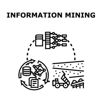Information mining concept analyzing data for insights Stock Illustration