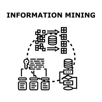 Information mining concept showing data processing workflow Stockillustratie