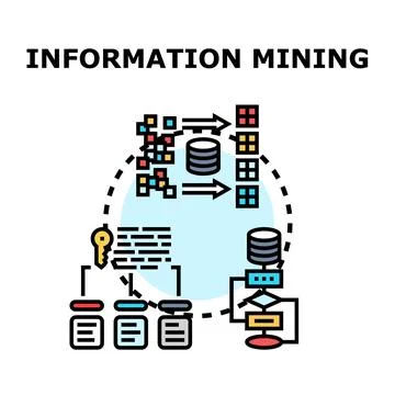 Information mining concept showing data processing workflow Stock Illustration