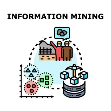 Information mining data analyzing and processing concept Stock Illustration