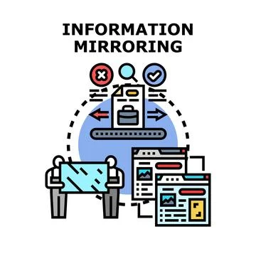 Information mirroring concept duplication and data synchronization 库存插图