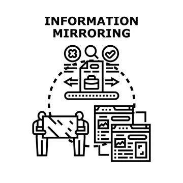 Information mirroring concept duplication and data synchronization Stock Illustration