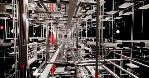 Information model of the internal engineering networks of the building Ilustración de archivo