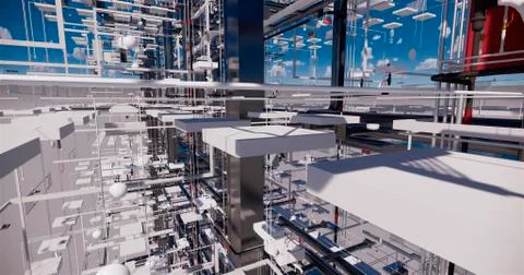 Information model of the internal engineering networks of the building Ilustración de archivo