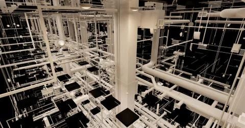 Information model of the internal engineering networks of the building Stock Illustration