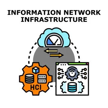 Information network infrastructure managing cloud data hosting イラスト素材