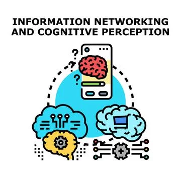 Information networking and cognitive perception process analyzing data 스톡 일러스트