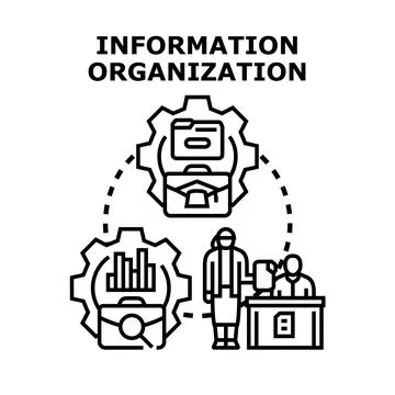 Information organization process managing business data and analysis Stock Illustration