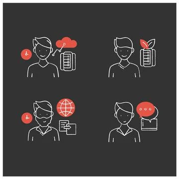 Information overload chalk icons set Stock Illustration