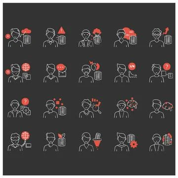 Information overload chalk icons set Stock Illustration