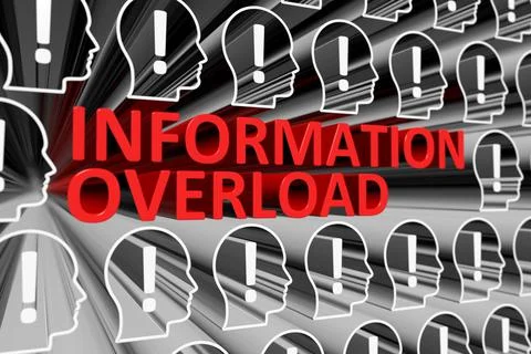 INFORMATION OVERLOAD concept blurred background 3d render illustration Stock Illustration