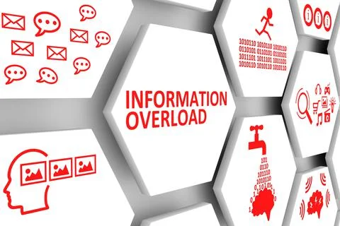 INFORMATION OVERLOAD concept cell background 3d illustration Stock Illustration