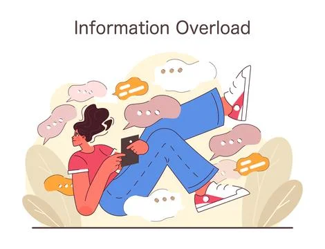 Information Overload concept. Flat vector illustration. Stock Illustration