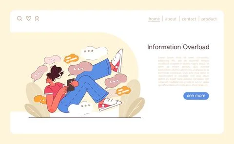 Information Overload concept. Flat vector illustration. Stock Illustration