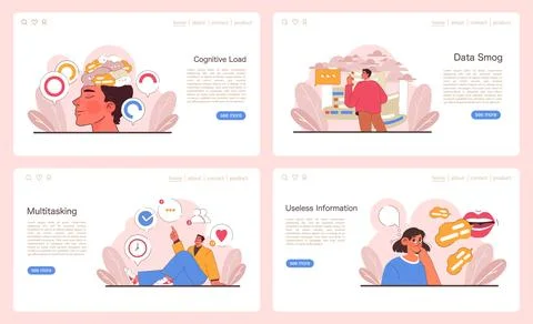 Information Overload concept set. Flat vector illustration イラスト素材