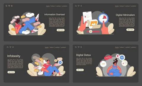 Information Overload concept set. Flat vector illustration Illustrazione stock
