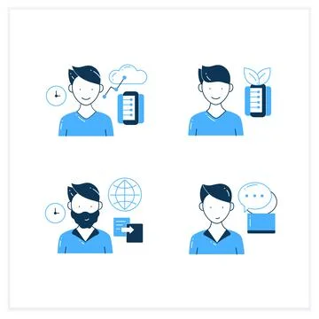 Information overload flat icons set Illustrazione stock