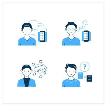 Information overload flat icons set Illustrazione stock