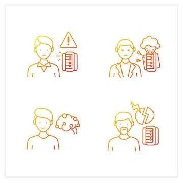 Information overload gradient icons set Stock Illustration