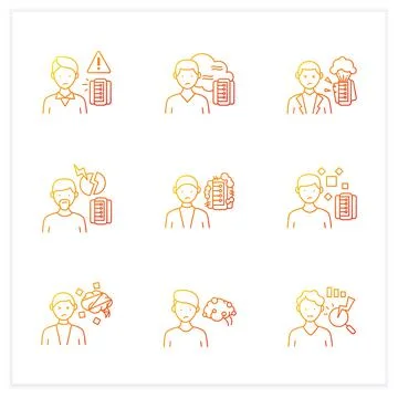 Information overload gradient icons set Stock Illustration