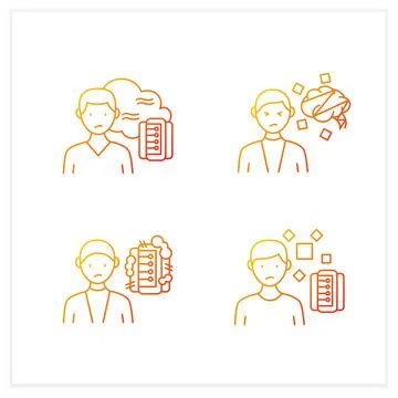 Information overload grdient icons set Stock Illustration