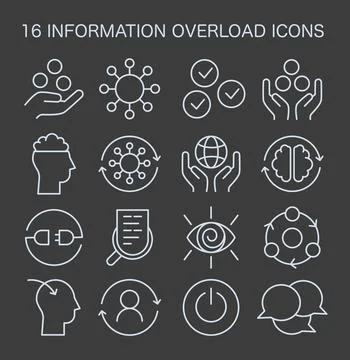 Information Overload Icons set. Flat vector illustration Illustrazione stock