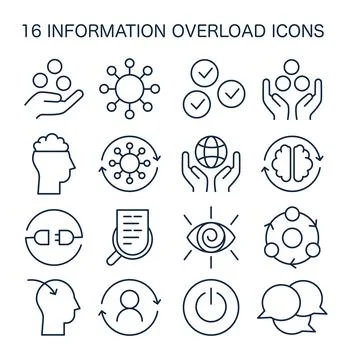 Information Overload Icons set. Flat vector illustration Stockillustratie